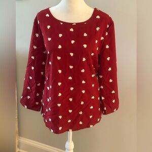 Red Heart Print Women's Top
